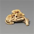 A Kyoto netsuke of a reclining ox and a herd boy. Late 18th century - image-5