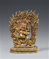 A Sino-Tibetan fire-gilt and partially painted bronze figure of Mahakala. 19/20th century - image-1