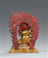 A Sino-Tibetan fire-gilt and partially painted bronze figure of Mahakala. 19/20th century - image-2