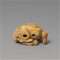 Netsuke eines liegenden Tigers. Elfenbein. Frühes 19. Jh. - image-5