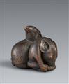 A wood netsuke of two rats by Shoto. First half 19th century - image-1