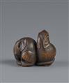 A wood netsuke of two rats by Shoto. First half 19th century - image-8