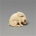 A large Kyoto ivory netsuke of a hare by Kiyotada. Early 19th century - image-2