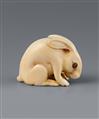 A large Kyoto ivory netsuke of a hare by Kiyotada. Early 19th century - image-8