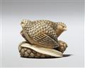 A Kyoto ivory netsuke of two quails. Early 19th century - image-4