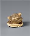 A Kyoto ivory netsuke of two quails. Early 19th century - image-8