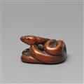 A boxwood netsuke of a coiled snake. 19th century - image-4