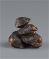 A boxwood netsuke of a group of shells by Sari. Early 19th century - image-2