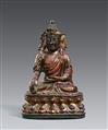 A gilt and lacquered bronze figure of Bhaisajyaguru, the Medicine Buddha. In the style of the late Ming dynasty - image-1