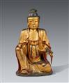 A gilt and lacquered wood figure of Bodhisattva Guanyin. Late Qing dynasty - image-1