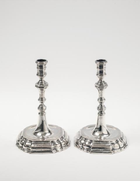 Henricus Gehlen - A pair of Cologne silver candlesticks. Marks of Henricus Gehlen, 1714 - 20.