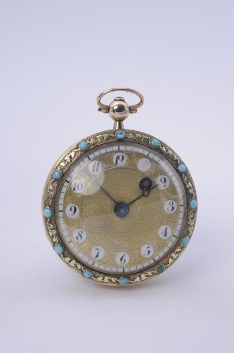 Pierre Morel - A Louis Philippe tri-colour gold demi-savonette pendant watch.
