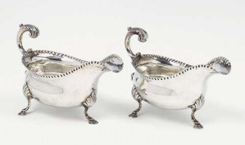 William Skeen - A pair of George III London silver sauceboats. Marks of William Skeen, 1767.