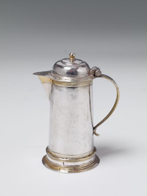 Martin Gisler - A Mülhausen miniature silver partially gilt pitcher. With a small restoration to the hinge. Marks of Martin Gisler, 1647 - 60.