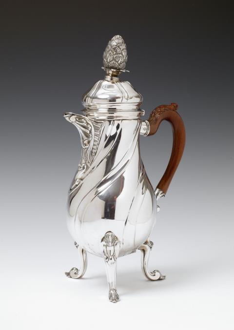 Jacobus Vollaert - A large Ghent silver hot chocolate pot. Marks of Jacobus Vollaert, 1763.