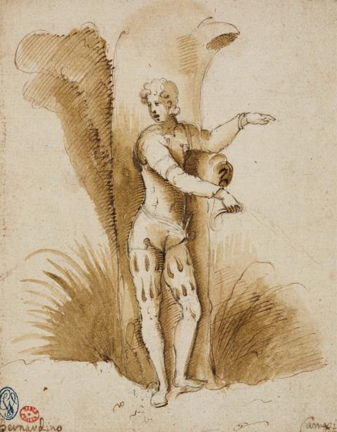 Bernardino Campi - Junger Mann an einem Baum lehnend
