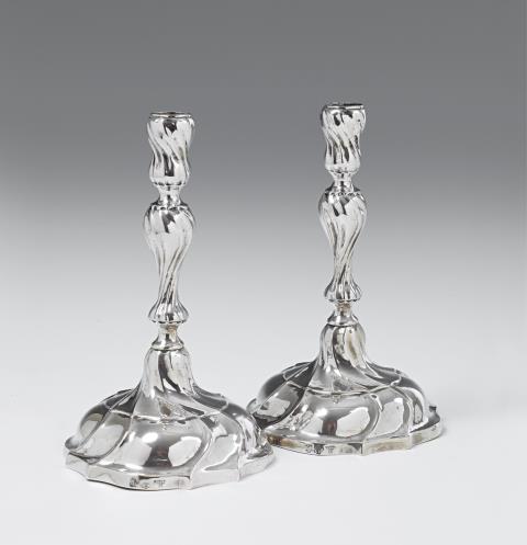 Wilhelm Wimmer - A pair of Rococo Aachen silver candlesticks