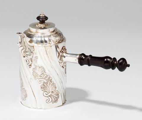Johann Gottlieb Kiel - An Erfurt silver chocolate pot. Marks of Johann Gottlieb Kiel, ca. 1770.