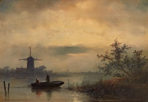 Johannes Franciscus Hoppenbrouwers - Anglers by Moonlight