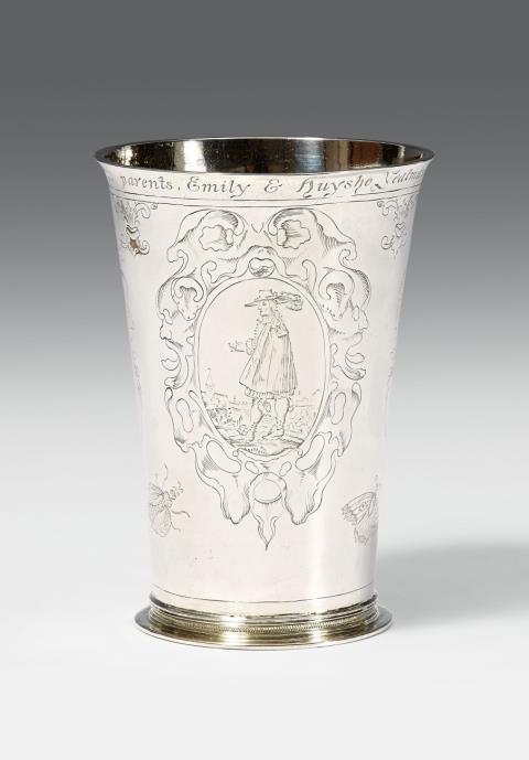 Johann Sülßen - A large Hamburg silver beaker. Marks of Johann Sülßen, 1655 - 71.