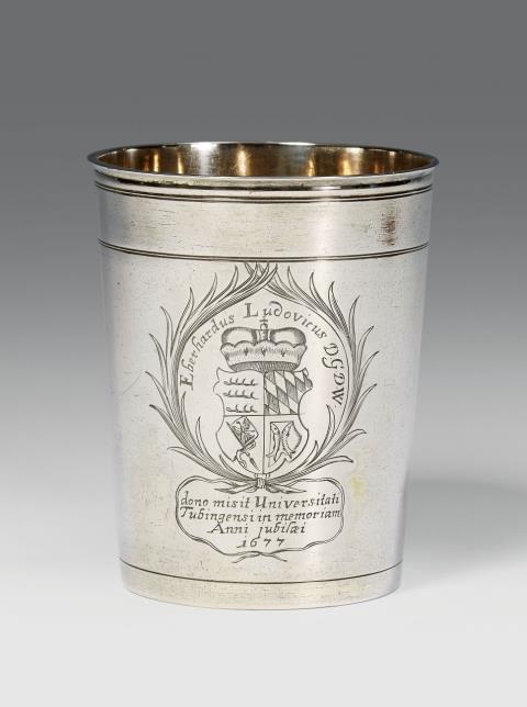 Christian Schließer - An Augsburg silver beaker made for Tübingen university. Marks of Christian Schließer, 1677.