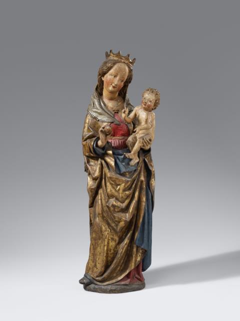  Bohemia - A carved wooden figure of the Virgin and Child, probably Bohemian, second half 15th century