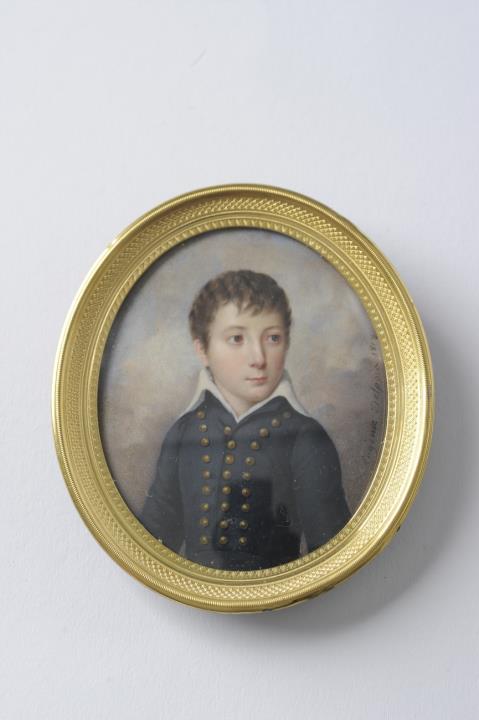 Eugènie Delpoix - A portrait miniature of a boy by Eugènie Delpoix