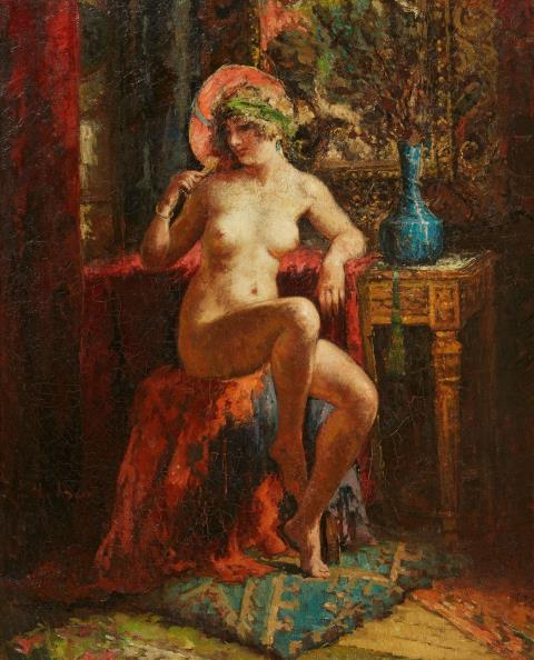 Emile Baes - Seated Female Nude