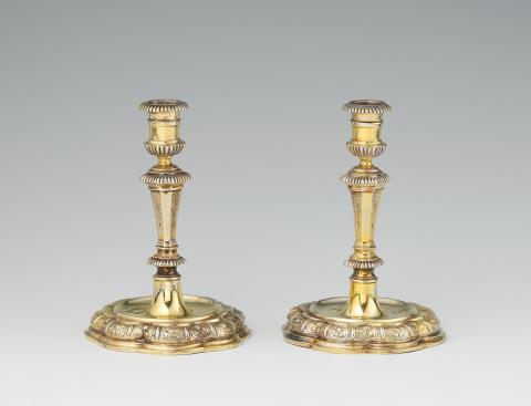 Peter Kick - A pair of Augsburg silver gilt candlesticks