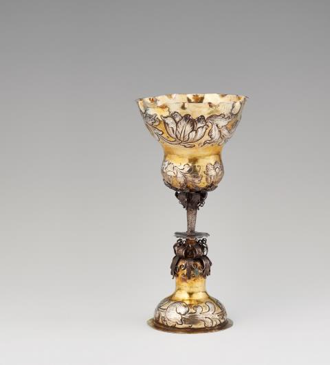 Johann Reinhold Mühl - A Nuremberg silver gilt floral chalice
