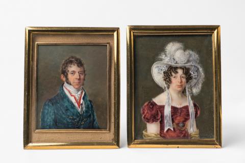 P.V. Tixier de Ladoule - Portrait miniatures of a lady and a gentleman