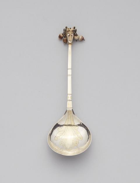 Nils Grubb - A partially gilt Swedish silver spoon