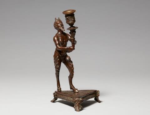 Andrea Briosco - A bronze candlestick formed as a satyr