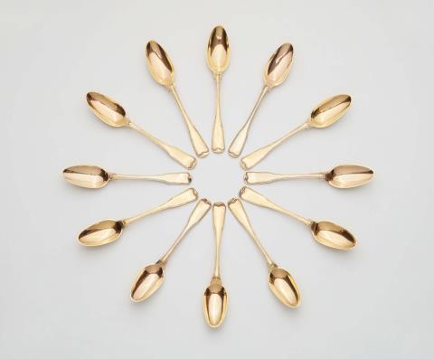 Johann Georg Eckhardt - Twelve Hanover silver gilt spoons