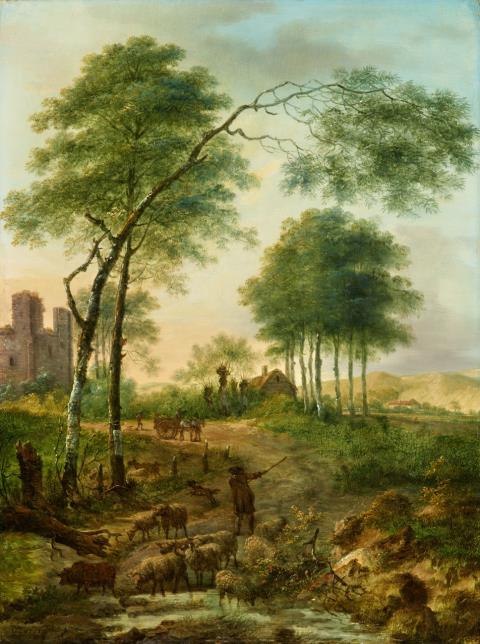 Gerard van Nymegen - Two Landscapes with Shepherds and Architecture