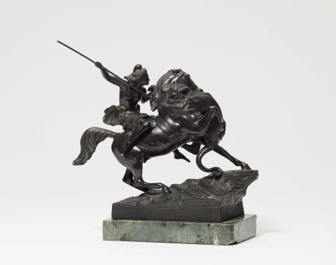 August Karl Eduard Kiss - A cast bronze figure of an Amazon on horseback