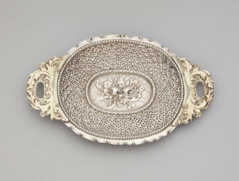 Samuel Schneeweiß - A miniature Augsburg silver sideboard dish