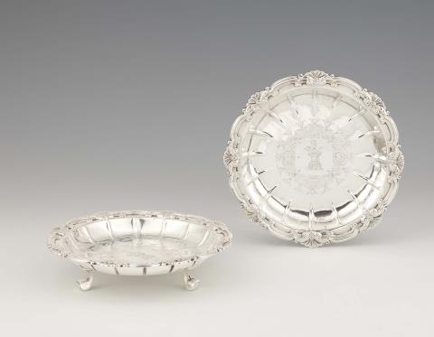 Paul Crespin - A pair of George II silver salvers made for the 4th Earl of Chesterfield