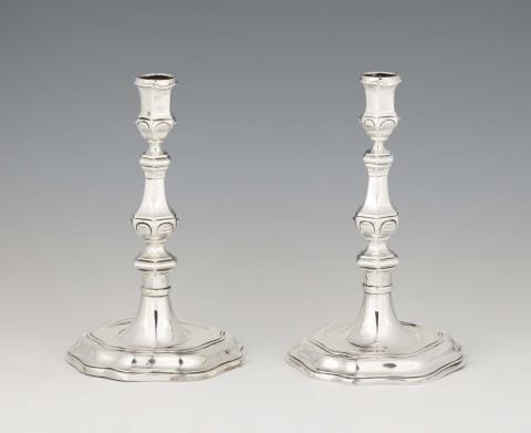 Hermanus Le Maitre - A pair of silver candlesticks