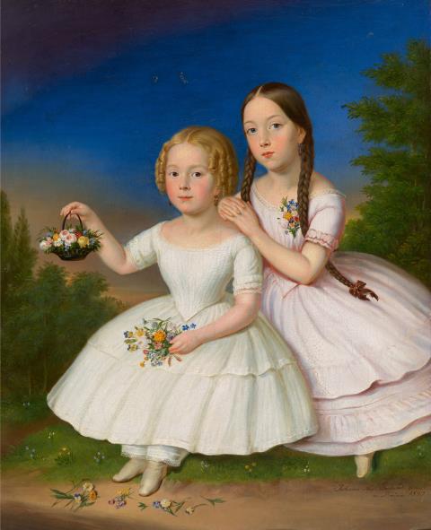 Johann Andreas Gebhardt - Zwei Mädchen mit Blumen