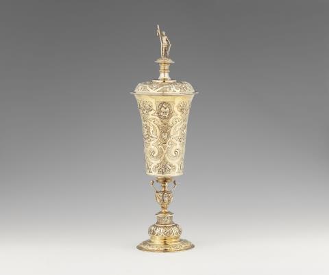 A GERMAN LARGE SILVER-GILT CUP AND COVER