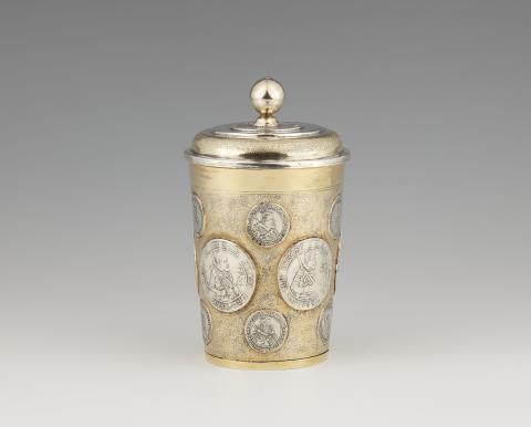 Thomas Tuebener - A Halberstadt parcel gilt silver coin-set beaker