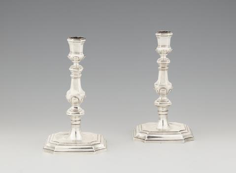 Arnoldus Coolhaas - A pair of Utrecht silver candlesticks