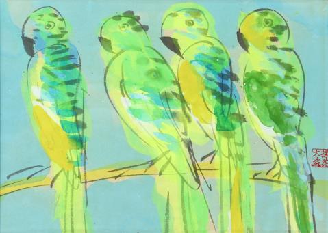 Walasse Ting - Untitled (parrots).