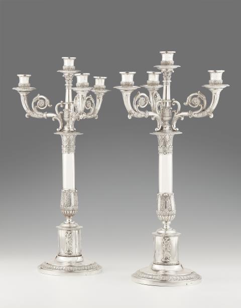 Johann Georg Christoph Neuss - A pair of Augsburg silver candelabra