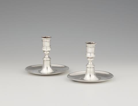 Johann Adolph Borns - A pair of Bautzen silver candlesticks