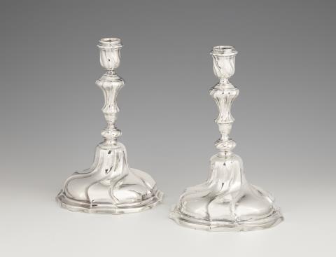 Carl Friedrich Mierck(e) - A pair of Stettin silver candlesticks