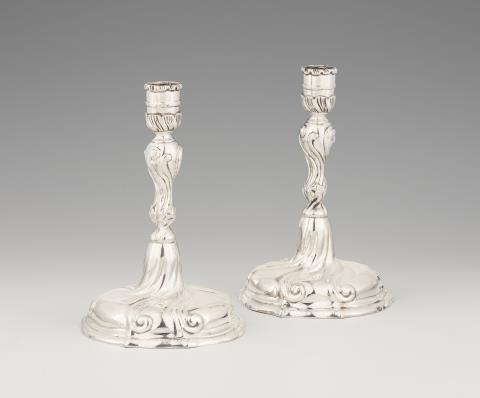Benjamin Hentschel - A pair of Breslau silver candlesticks