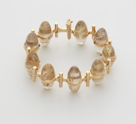 Professor Reiling - A German 18k gold and rutile quartz designer bracelet.