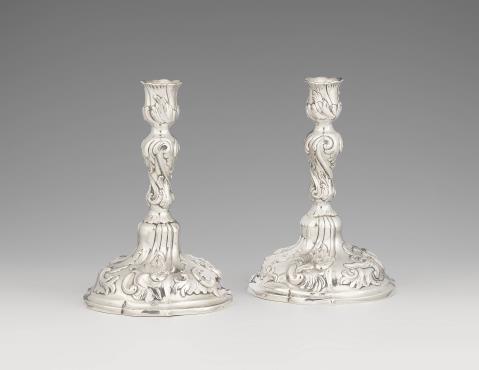 Johann Tobias Langenbeck - A pair of Magdeburg Rococo silver candlesticks